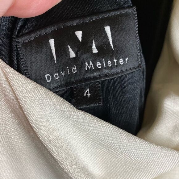 David Meister Vintage B&W Spaghetti Strap Gown Sz 4 - Picture 6 of 12